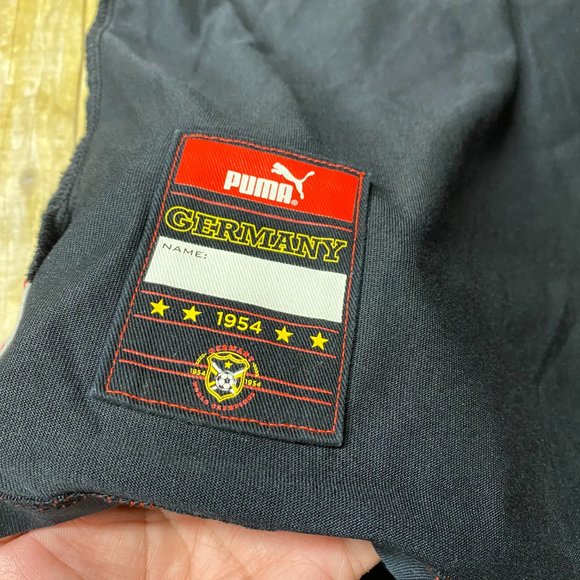 Puma Soccer Germany Polo Shirt Men Large L Black Green White Stripe Casual Sport - Picture 13 of 16